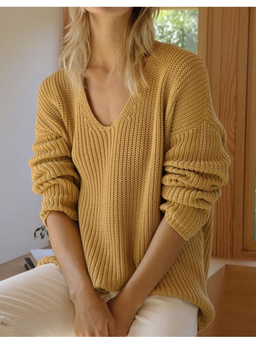 Jenni Kayne organic cotton fisherman Ribbed Knit Sweater size medium